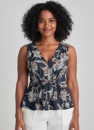 Top imprimé fantaisie sans manche noir LOLA ESPELETA femme