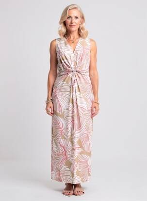 Robe longue imprimé fantaisie manches courtes rose BIANCA femme