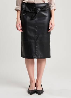 Jupe mi-longue coupe droite noir RINO & PELLE femme