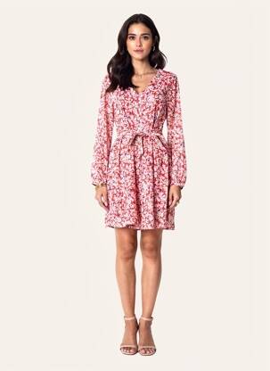 Robe courte manches longues manches longues rouge ONLY femme
