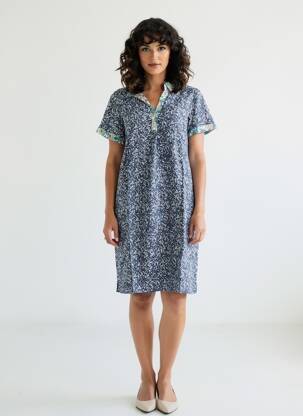 Robe courte manches courtes manches courtes bleu LILY & ME femme