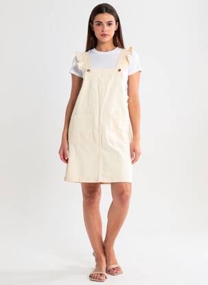 Robe courte fines bretelles beige ONLY femme