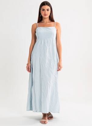Robe longue fines bretelles fines bretelles bleu TIFFOSI femme