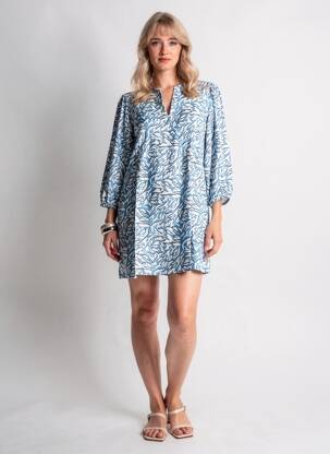Robe courte manches longues manches longues bleu KAFFE femme