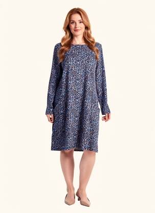 Robe mi-longue imprimé fantaisie manches longues bleu LILY & ME femme
