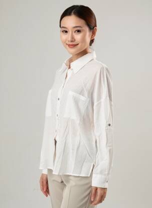 Chemisier tissage crêpe manches longues blanc MOLLY BRACKEN femme