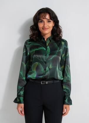 Chemisier coupe cintrée manches longues vert LPB LES PETITES BOMBES  femme