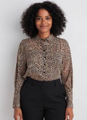 Chemisier coupe fluide manches longues marron LPB LES PETITES BOMBES  femme