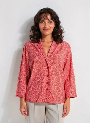Chemisier imprimé fantaisie manches 3/4 orange ZILCH femme