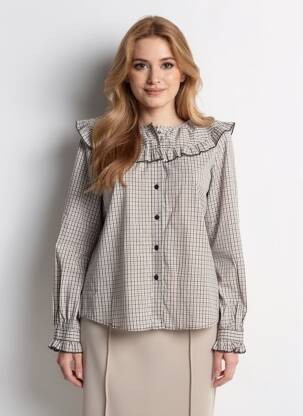 Blouse poignets boutonnés avec fente manches longues marron CERISE BLUE femme