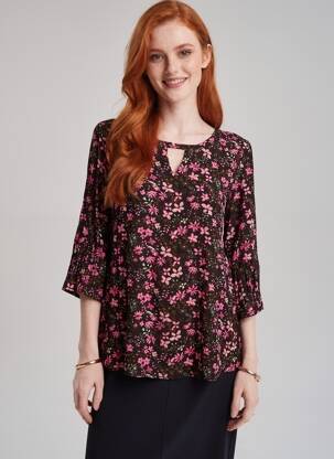 Top tissage crêpe manches 3/4 rose KAFFE femme