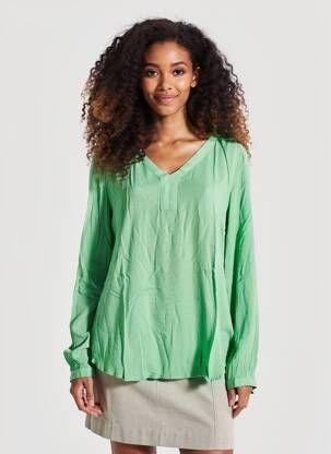 Top tissage crêpe manches longues vert KAFFE femme