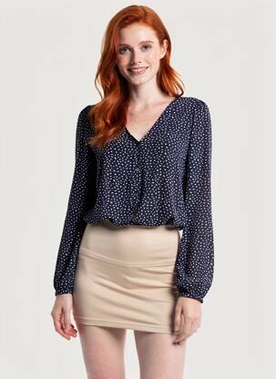 Blouse imprimé fantaisie manches longues bleu ONLY femme