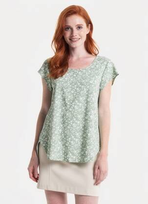 Top tissage crêpe manches courtes vert ONLY femme
