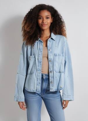 Veste casual poignets boutonnés avec fente bleu ONLY femme