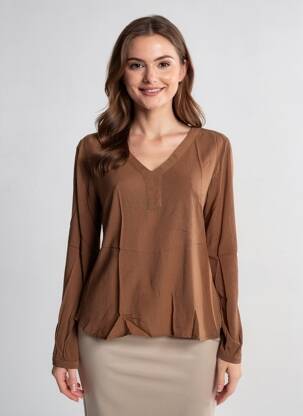 Top manches longues manches longues marron KAFFE femme