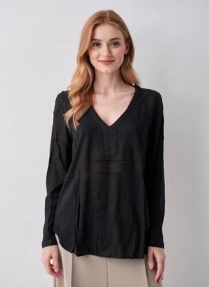 Top manches longues manches longues noir KAFFE femme