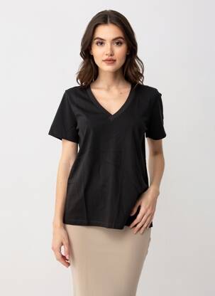 T-shirt coupe droite manches courtes noir KAFFE femme