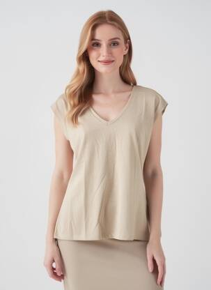 T-shirt coupe droite sans manche beige KAFFE femme