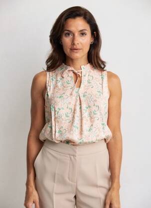 Blouse tissage popeline sans manche rose C'EST BEAU LA VIE femme