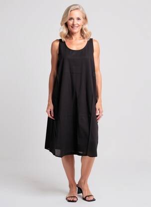 Robe mi-longue sans manche sans manche noir ZHENZI femme
