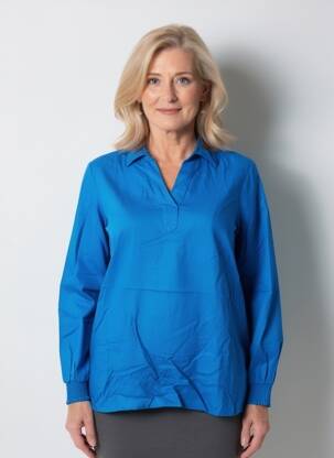 Tunique manches longues col v bleu ZHENZI femme