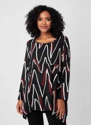 Tunique manches longues tissage crêpe noir G!OZE femme