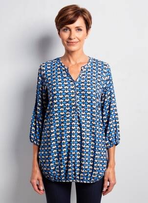 Tunique manches longues col v bleu ZHENZI femme