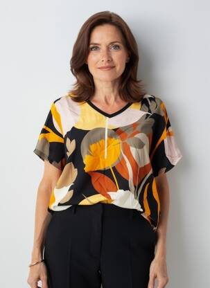 Top stretch manches courtes jaune ZHENZI femme