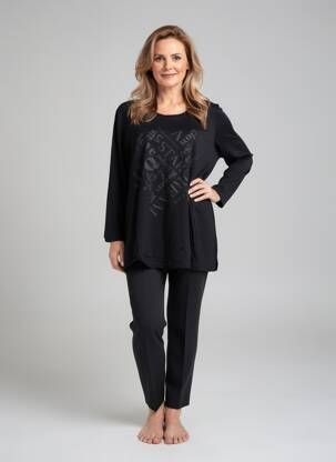 Tunique manches longues col rond noir ZHENZI femme