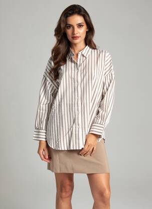 Chemisier manches longues manches longues marron PIECES femme