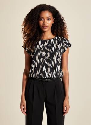 Top tissage crêpe manches courtes gris ONLY femme