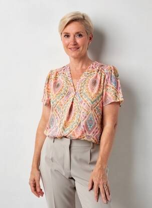Top tissage crêpe manches courtes beige JULIE GUERLANDE femme