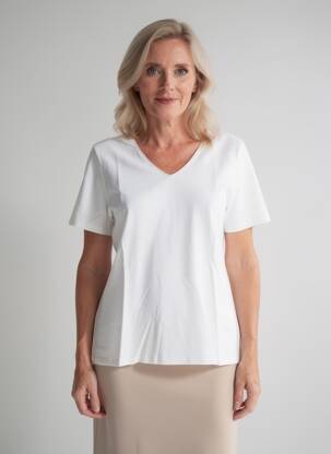 T-shirt coupe droite manches courtes blanc JULIE GUERLANDE femme