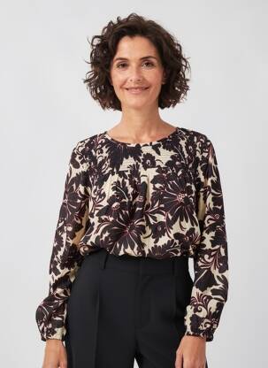 Blouse tissage popeline manches longues noir ZHENZI femme