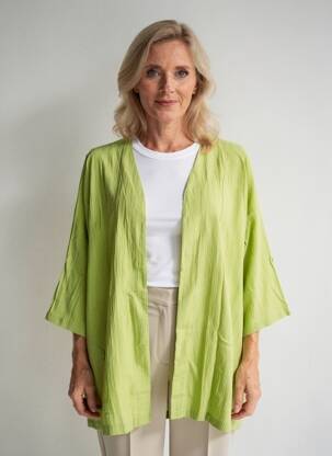 Veste kimono col v vert ZHENZI femme