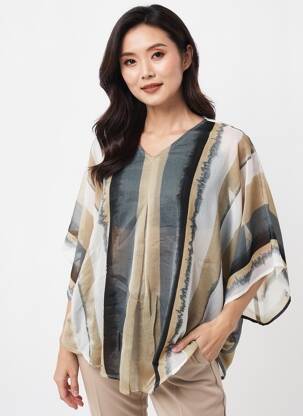 Tunique manches longues légère et transparente gris ZHENZI femme
