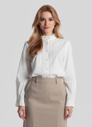 Chemisier coupe droite manches longues beige C'EST BEAU LA VIE femme
