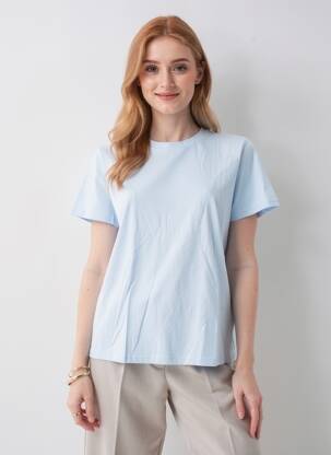 T-shirt stretch manches courtes bleu KAFFE femme