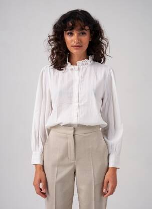 Chemisier coupe droite manches longues beige C'EST BEAU LA VIE femme