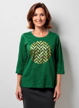 T-shirt manches 3/4 manches 3/4 vert ZHENZI femme