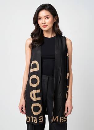 Gilet manches courtes coupe droite noir ZHENZI femme