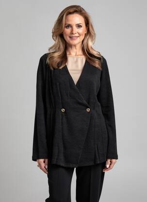 Gilet manches longues fermeture boutonnée sur le devant noir ZHENZI femme