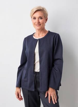 Veste casual col rond bleu ZHENZI femme
