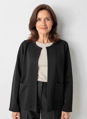 Veste casual col rond noir ZHENZI femme