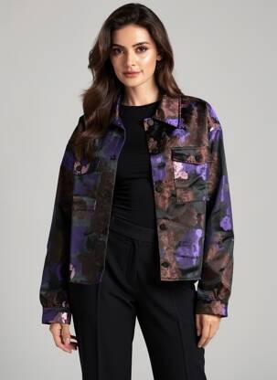 Veste casual poignets boutonnés avec fente violet KAFFE femme