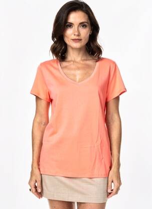 T-shirt coupe droite manches courtes orange C'EST BEAU LA VIE femme