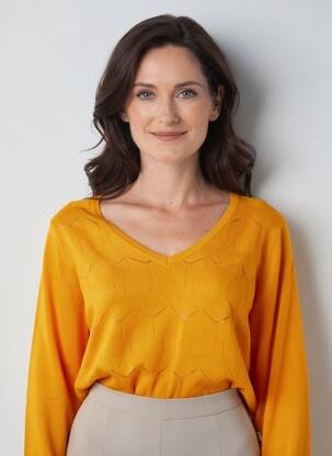 Pull coupe droite manches longues orange ZHENZI femme