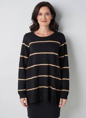 Pull coupe droite manches longues noir ZHENZI femme