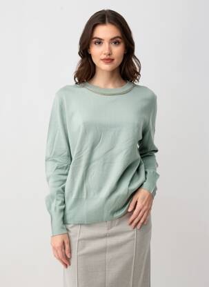 Pull coupe droite manches longues vert TIFFOSI femme